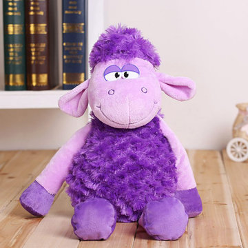【宝丽40cm毛绒/布艺紫色40cm】超萌生肖羊公仔毛绒玩具小彩羊可爱