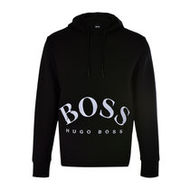 Hugo Boss黑色棉质经典logo套头运动衫连帽卫衣0413135-001L码黑色 时尚百搭