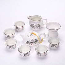 润器 茶具套装 陶瓷亚光功夫茶具整套耐热茶壶茶碗包邮(10头灰荷小葫芦茶壶)