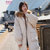 莉菲姿 棉服女2019新品韩版中长款大毛领宽松棉衣面包服保暖外套(米白色 S)