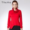 Theme掂牌 女装韩版高领修身百搭内搭长袖毛衣针织衫(红色 S)