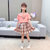 女童jk套装夏装2021新款洋气女孩学院风套裙夏季短袖儿童两件套潮(粉色 140cm)