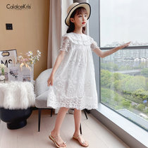 CaldiceKris（中国CK）白色蕾丝领口珍珠连衣裙CK-FS3626(白色 110)