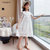 CaldiceKris（中国CK）白色蕾丝领口珍珠连衣裙CK-FS3626(白色 160)
