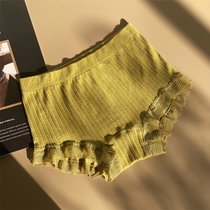 T867又好看又好穿~高颜值舒适无缝一片式高弹防走光内裤平角裤女(芥末黄 均码/建议体重80-135斤)
