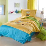 大话色彩 贴布绣花四件套 单人儿童卡通床单式带抱枕套床上用品(阳光女孩 1.2m)
