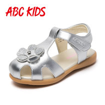abckids童鞋 新款2018夏季儿童包头凉鞋女宝宝学步鞋1-3岁女鞋子P82115520D(25 银色)