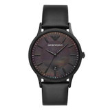 阿玛尼（ Emporio Armani）手表 乌金钢制表带商务时尚休闲石英男士腕表AR11276(黑色 皮带)