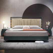 吉木多 轻奢实木床双人床主卧家用大床1米8美式床高端1.5米软包床(1.8*2米 床+床垫)