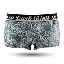 DarkShiny 柔滑超细纤维 性感金丝豹纹 女式平角内裤「LBLK06+LBLK07」(银色 L)