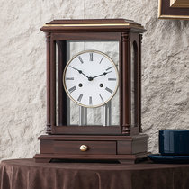 汉时客厅实木座钟欧式轻奢德国机械时钟客厅复古装饰台钟HD228(乌金木 德国14天机芯（单铃）)