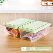 冰箱收纳盒保鲜盒套装塑料密封盒可饺子冷冻盒食品水果饭盒(北欧绿 2个装)