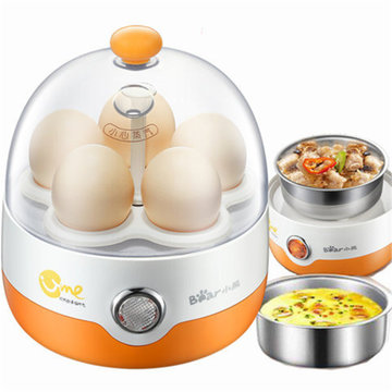 小熊（Bear）煮蛋器 单层家用自动断电迷你蒸蛋器早餐机鸡蛋羹神器鸡蛋器防干烧 ZDQ-2201 橙色(橙色)