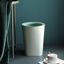 美佳多 北欧圆形压圈垃圾桶厨房家用无盖干湿分类垃圾桶卫生间纸篓(绿色带压圈)