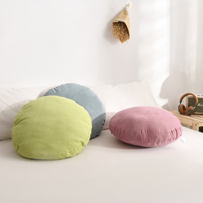抱枕靠垫绎生活国美好货太鼓抱枕豆蔻绿直径55cm羽丝棉填充蓬松软糯