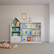 可比熊实木宝宝玩具收纳置物架落地儿童书架大容量幼儿园整理柜子(浅蓝色 默认版本)
