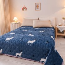 珊瑚绒毛毯床单夹棉防滑双层法兰绒毛毯子保暖盖毯休闲毯空调毯(灰色星空)