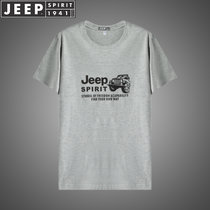 JEEP SPIRIT吉普短袖T恤纯棉圆领半袖t恤男士夏装字母短t运动休闲体恤衫(2-2014灰色 XL)