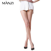 曼姿MANZI 提花比基尼裆双包芯丝超透超薄丝袜3D连裤袜防勾丝耐穿透明女袜子 802397(肉色 M)