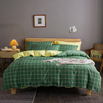 英爵家纺 三件套四件套单独床单被套枕套可选床上用品单人双人件套(墨绿方格)