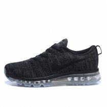 耐克男鞋NIKE Flykni Air Max彩虹编织气垫飞线跑步鞋女子全掌气垫缓震透气运动慢跑鞋情侣炫彩户外休闲旅游鞋(黑白 38)