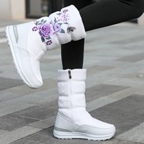 SUNTEK冬季雪地靴女士中筒加绒加厚保暖棉鞋高筒2021新款防水防滑长靴子(39 k380-白色)