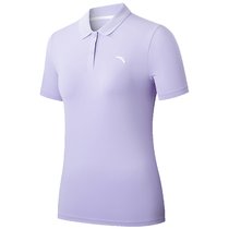 安踏运动POLO衫女装2022短袖AP7517S紫色系 商务休闲T恤