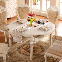 圣肯尼家具 欧式餐桌椅组合 小户型白色实木脚餐桌圆形餐台餐厅(象牙白 1.35餐桌+4椅)