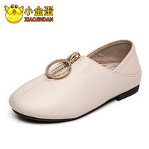 小金蛋童鞋女童公主鞋2018秋冬新款软底真皮豆豆女孩单鞋儿童皮鞋(33 米色)