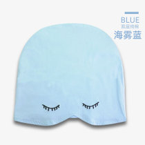 SUNTEK睡帽女可爱夏季薄款包头帽睡眠空调防风睡觉保暖儿童月子帽子(L码（适合头围56-65cm）建议*成人用 全棉款：眯眯眼-海雾蓝)