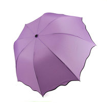 普润 遇水变花伞晴雨伞遮阳伞防晒伞三折折叠彩虹伞(紫色)