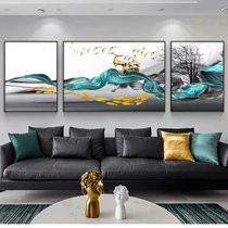 客厅沙发背景墙三联挂画轻奢现代简约组合装饰画(金鹿与鱼 左右40*60 中间60*80)