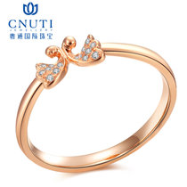 CNUTI粤通国际珠宝18K金钻戒天使简约钻石戒指女彩金戒指