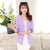 Mailljor 2014时尚女装新款袖口翻边西服上衣 一粒扣百搭小西装012(紫色 XL)
