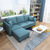 进畅家具 北欧布艺沙发小户型客厅组合整装现代简约三人双人沙发(蓝灰色 三人位（乳胶款）)