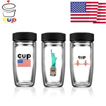 美国CUPLOVERS北欧进口简约水晶玻璃杯双层加厚时尚茶隔玻璃水杯(北欧简约水晶玻璃黑盖)