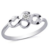 六福典雅珠宝 正品 4分18K白金钻石戒指 钻戒 钻石结婚