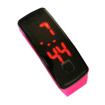 【关珊】运动时尚环保轻盈电子表LED情侣手表手环手表(玫红 正品保证)