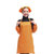 谋福 厨房店员工作围裙服 餐厅服务员围裙+头巾+袖套四件套 制服围裙可爱(橘黄色)