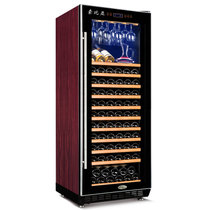 索比亚SY128智能恒温红酒柜 茶叶柜 冷藏柜 冰吧展示柜 红木纹(红色明拉手挂杯)