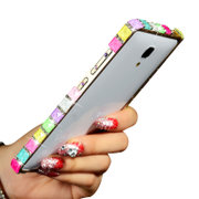 BLBR 宝石水钻水晶手机金属边框手机壳套保护套壳 适用于苹果iphone4/4S(水晶七彩)