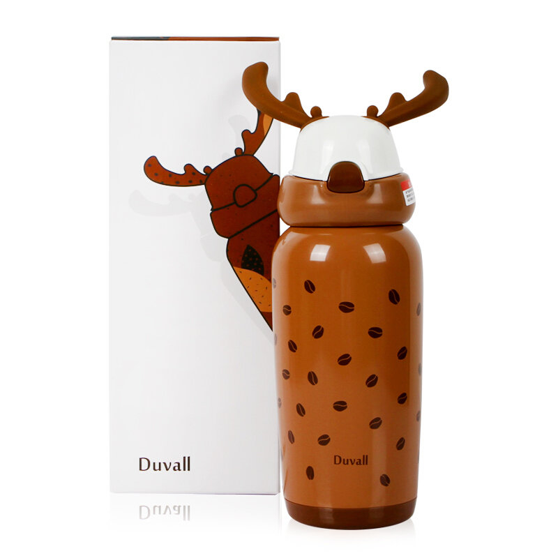 duvall 杜瓦尔儿童保温杯鹿角杯带吸管 抖音网红杯明星潮流杯 防摔