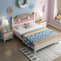 吉木多 儿童床女孩粉色公主床1.5M实木单人床少女房卧室套房家具1.2M(1.5米象牙白+原木色 床+床垫+床头柜*2)