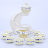 瑾瑜御瓷青花瓷玲珑半全自动茶具套装 陶瓷功夫茶具茶杯茶壶盖碗(款式一)