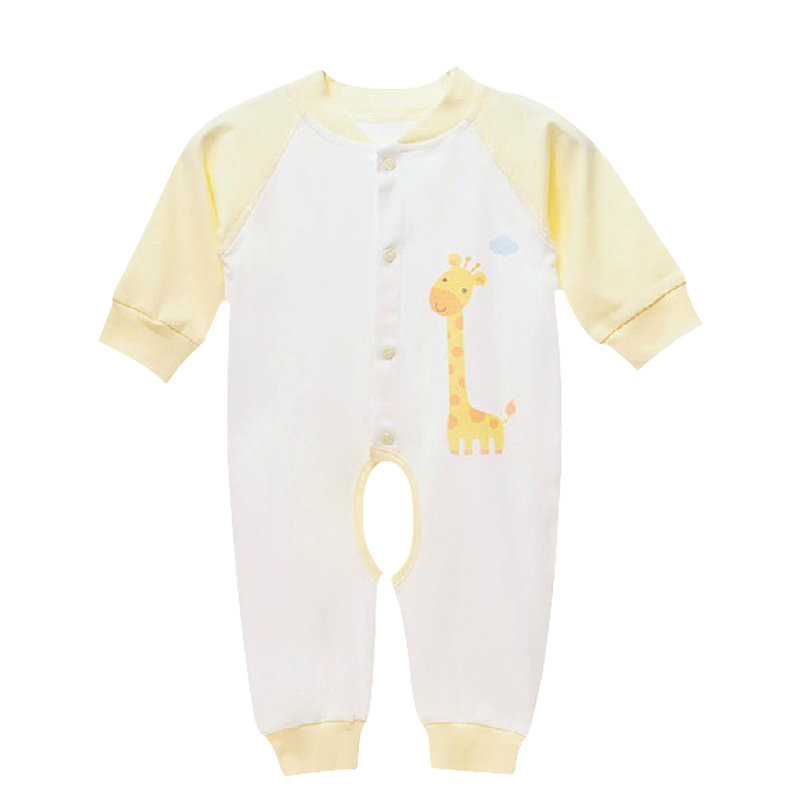 开阳宝宝纯棉拼接连体衣 婴儿连体服 爬服 哈衣 内衣(黄 59)图片大全