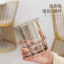 茶迷复古风高级随行玻璃杯百搭网红便携式水杯子ins风创意咖啡杯(北极光款-420ml浅茶色【单杯 特价】)
