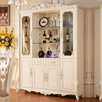 圣肯尼家具 欧式现代简约酒柜双门带抽描银雕花酒柜客厅装饰柜(象牙白 1.5m酒柜)