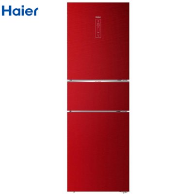 海尔(Haier）冰箱 BCD-215WDCR 三门风冷无霜家用超薄冰箱 双温双控中型 节能家用大容量冰箱(红色 215L)