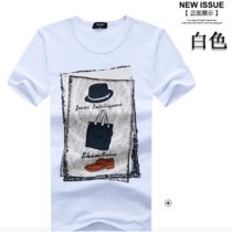 夏季男士短袖T恤棉卡通印花男式t恤潮男装(白色 XL)