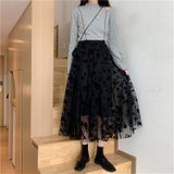 网纱新款不规则高腰显瘦网纱双层防静电定制面料仙女裙(黑色 S)